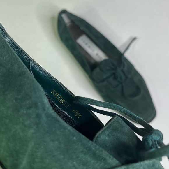 VTG 90s Summit Hill “Kristi” Green Suede Square Toed Flats - Picture 4 of 5